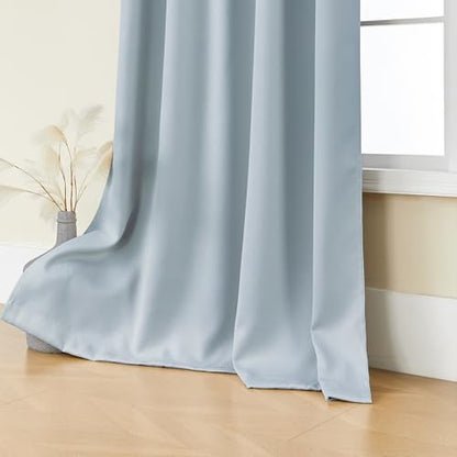 SHINELAND Light Blue Black Out Curtains 72 Inch Long, Thermal Insulated Room Darkening Pleated Drapes for Bedroom Living Room - color: Light Blue, size: 52"W x 72"L (Pack of 2)