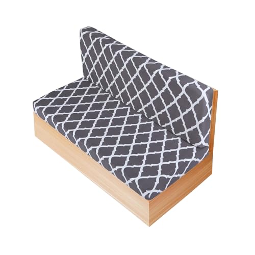 RV Dinette Cushion Covers Set of 1, Printed Camper Cushion Slipcovers, Washable Anti Slip Stretch Fabric (Gray and White) - color: Grey, size: 1 Bench Cover & 1 Backrest Cover