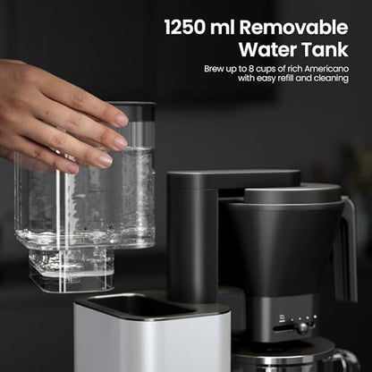 Kismile SCA-Certified 8 Cup Drip Coffee Maker, Pour Over Coffee Machine with 3s Instant Heat 197–205℉, Adjustable Flow Control, Removable Water Tank, Deep Cold Brew & 40 Min Keep Warm (Pearl White) - color: White