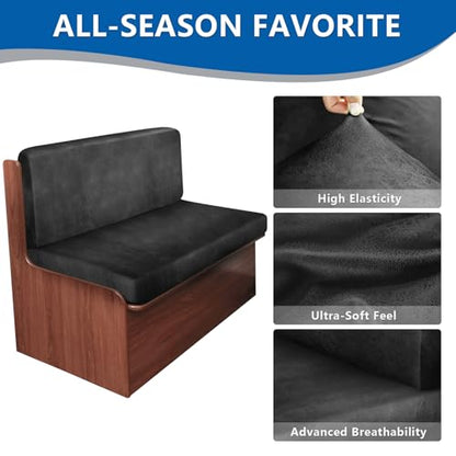 ANARACHON Leather Look RV Dinette Cushion Covers, Stretchable Camper Couch Cushion Covers Washable RV Bench Seat Cover for Travel Trailer Couch (1 Backrest Cover & 1 Bench Cover, 02 Dark Grey) - color: 02 Dark Grey, size: 1 Set