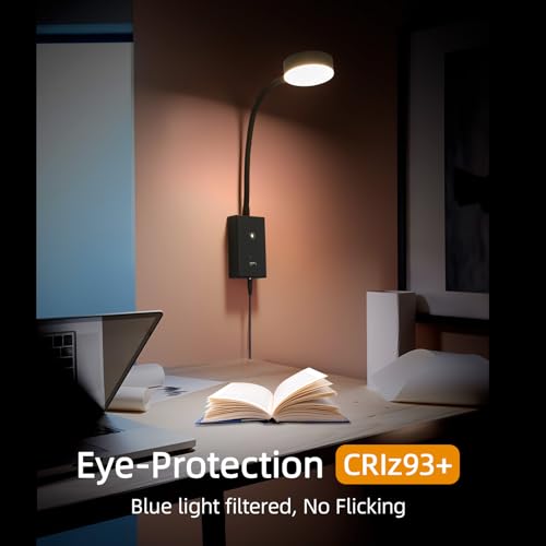 LED Wall Mounted Reading Light -2Pack | Flexible Gooseneck Touch Dimmable Bedside Lamp with USB-A/C Port - size: 2Pack