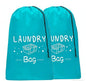 2 Pack XL Travel Laundry Bag, Dirty Clothes Organizer with Drawstring, Large Enough to Hold 4 Loads of Laundry， Easy Fit a Laundry Hamper or Basket，24" x 36" - color: Blue+Blue