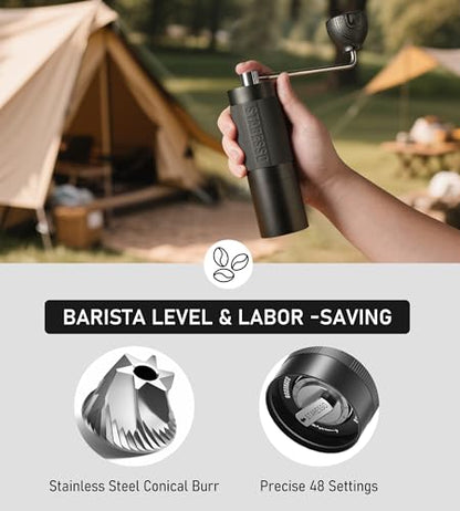 STARESSO 2026 Travel Kit, Portable Espresso Maker & Grinder Set, Dual Use for Ground Coffee & Pods, No Power Needed, Travel Case for Camping Hiking