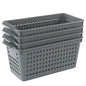 Plastic Baskets for Organizing, Grey, Set of 4 - size: drawer baskets