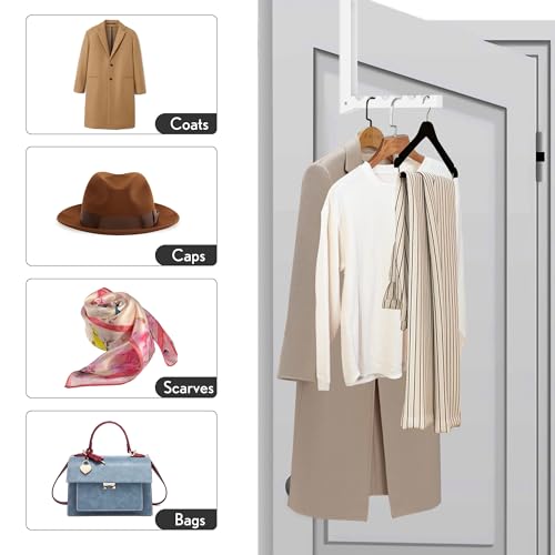 Inntop Over The Door Hanger Hooks for Clothes, Over The Door Clothes Drying Rack for Laundry, Heavy Duty Metal Foldable Portable Clothing Hanging Rack (2 Pack)