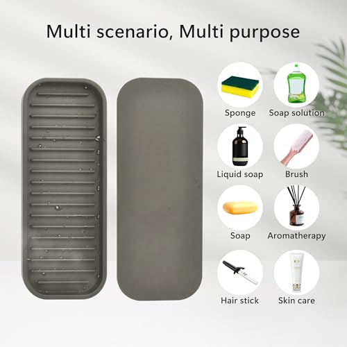 Gosmol Silicone Sponge Holder Kitchen Sink Organizer Tray Dish Caddy Soap Dispenser, Scrubber Spoon Holder,Dishwashing Accessories 2 Pack (Brown) - color: Brown