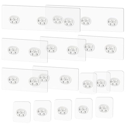 15 Pack Shower Caddy Adhesive Replacement - Strong No Drilling Shower Shelf Adhesive Hooks for Bathroom Storage Shelves & Kitchen Racks, 3 Sizes Included