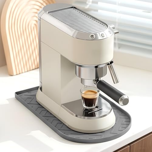 Silicone Coffee Mat,15.8"x 7.8"in Bar Mat for Countertop,Heat-Resistant,Non-Slip,Leak-Proof,Fit for Coffee Maker/Espresso Machine-Grey - color: Grey, size: 15.8" x 7.8"