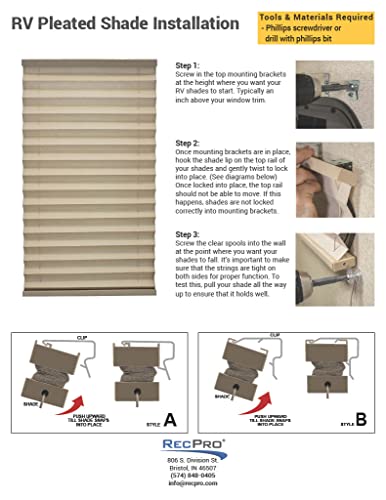 RecPro RV Blinds Pleated Shades | Cappuccino | RV Window Shades | Camper | Trailer