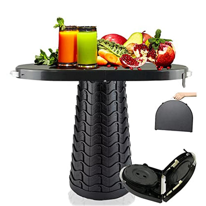 Portable Folding Table and Stool 2 in 1, Lightweight Collapsible Table for Camping Picnic Beach, Small Foldable Table for Party