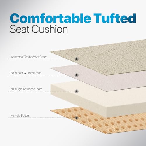 ShadeMart Dining Chairs Cushion with Removable Cover, Dining Kitchen Chair Pads with Non-Slip Bottom, Anti-Pet Scratch Fabric, Premium 63D Foam, 16'' x 16'' x 2'', Beige (Pack of 1) - color: Beige, size: 63D - 2‘’ x 16'' x 16''