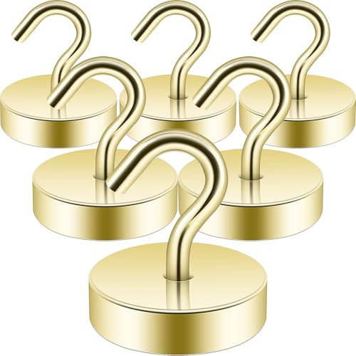 Neosmuk Magnetic Hooks Steel Tube Design for Cruise,80lb+ Gold,6 Pack | Cruise Ship Essentials,Heavy Duty Magnett Hooks for Cabins, Refrigerator, Grill, Hanging, and Travel Extra Strong Must-Haves - color: Gold, size: 80lb Magnetic Hooks