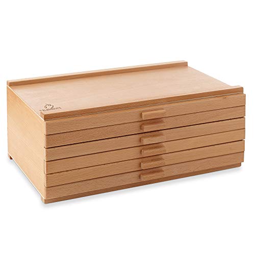 7 Elements 6 Drawer Wooden Artist Storage Supply Box for Pastels, Pencils, Pens, Markers, Brushes and Tools - size: 6-Drawer