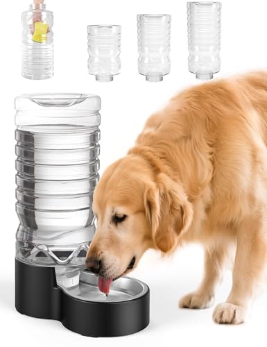 Heouvo 2.5 Gallon Automatic Dog Water Dispenser【Wide Mouth for Easy Hand-in Cleaning】【Removable Stainless Steel Bowl】, Gravity Refilling Large Capacity for Cats and Dogs, Multi-Pet Homes - size: 9.5L
