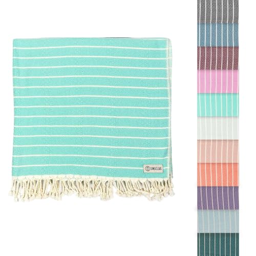 Sand Cloud Large Turkish Beach Towel - Sand Resistant - Fast Drying -100% Certified Organic Turkish Cotton Yarn - Great for Beach Bath or as a Blanket - As Seen on Shark Tank - Gocek (Mint) 37x69 - color: Mint, size: 37x69