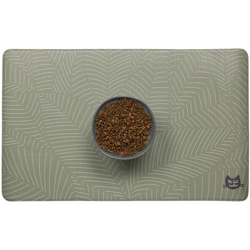 The Cat Ladies Cat Feeding Mat - Waterproof & Dishwasher Safe Small Pet Eating Placemat - Cat & Dog Food Mats for Food and Water Bowl - Protect Floors from Mess - Tropical Leaves - color: Tropical Leaves B