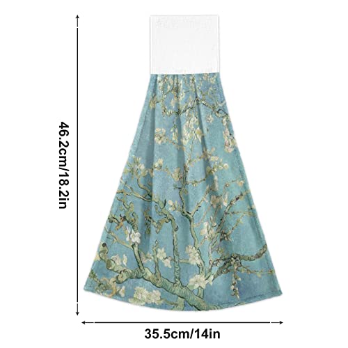 Vnurnrn Hand Towels for Kitchen 2 Pcs Hanging Kitchen Towels Set，Soft Absorbent Tea Bar Dish Cloths Bath Towel for Bathroom Laundry Room (Blossoms Van Gogh)… - color: Blossoms Van Gogh
