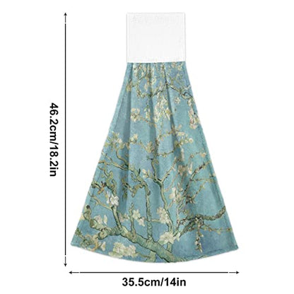 Vnurnrn Hand Towels for Kitchen 2 Pcs Hanging Kitchen Towels Set，Soft Absorbent Tea Bar Dish Cloths Bath Towel for Bathroom Laundry Room (Blossoms Van Gogh)… - color: Blossoms Van Gogh