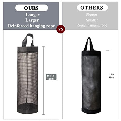 TOGETRUE Plastic Bag Holder, Grocery Bag Holder Mesh Hanging Storage Bag Dispenser (Black 2 Packs) - color: Black 2 Packs