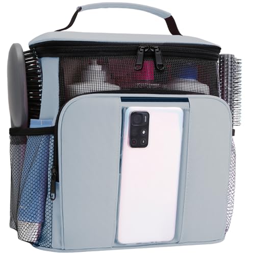 Mesh Shower Caddy,Portable HangingTravel Toiletry Bag Dorm Room Essentials for College Students Girls,Large Makeup Organizer for Full-Sized Toiletries,Travel Essentials for Women Girls Camping Beach - color: Grey