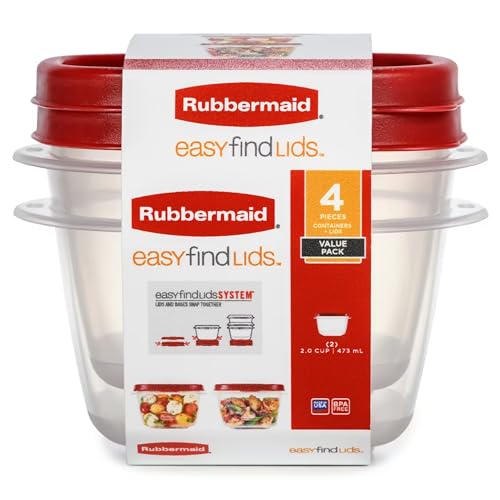 Rubbermaid Easy Find Lids Food Storage Containers, 2 Cup, Racer Red, 4-Piece Set - style: 2.0C/473ml 2 Pack