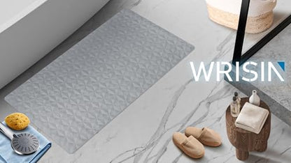 Non Slip Bathtub Mat for Bath Tub Shower - Natural Rubber Mat with Suction Cups - Large Soft Bathroom Safety Mat - Unique Diamond Pattern - Fatigue Relief - Machine Washable - 17 × 35 Inch - color: Gray, size: 35" x 17" (Rectangular)