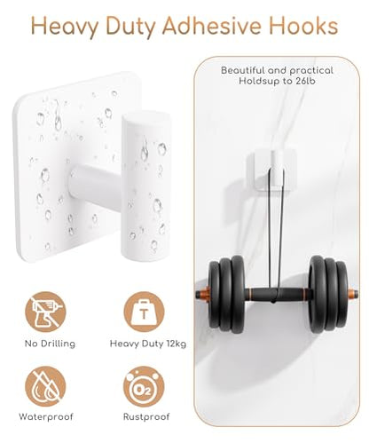 Aikzik 4 Pack Large Heavy Duty Wall Hooks - 26lb Max, Stainless Steel Adhesive Towel Hook, Shower Hooks for Hanging Towel, Coat, Robe, Wall Hook for Use in Bathroom, Kitchen and Door, White - color: White