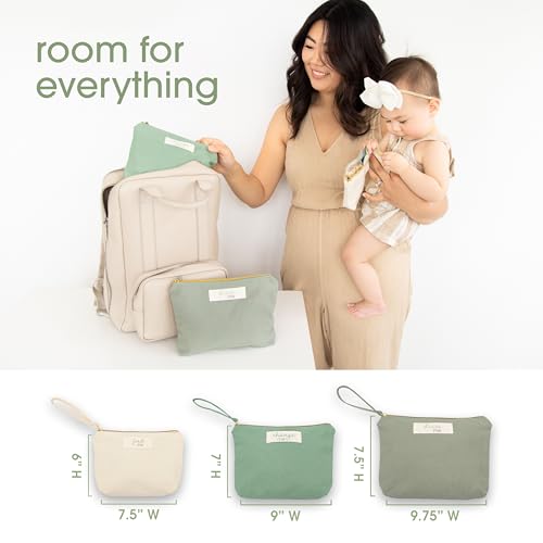 Pearhead Mommy and Baby Things Pouch Set, Canvas Zipper Organizer Bags for Diaper Bag and Travel, Cosmetic and Makeup Bag for Mom - color: Baby Travel Pouch Set