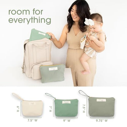 Pearhead Mommy and Baby Things Pouch Set, Canvas Zipper Organizer Bags for Diaper Bag and Travel, Cosmetic and Makeup Bag for Mom - color: Baby Travel Pouch Set
