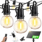 ZJOJO Solar Outdoor String Lights Waterproof, 50FT G40 Globe Patio Lights String Lights Solar Powered with 25 Edison Bulbs 2700K Shatterproof Hanging Lights for Porch Backyard Pergola Bistro - size: 50FT-25(Solar)