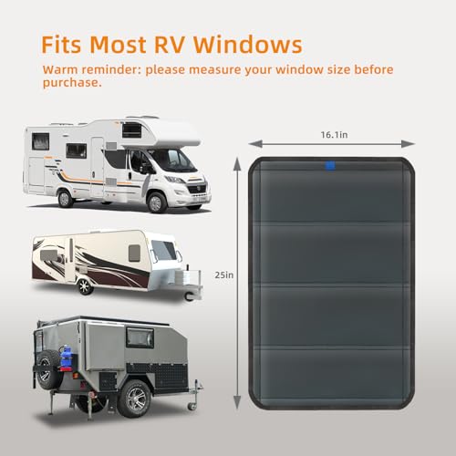 Magnetic RV Door Window Cover 25"x16" - Foldable Magnet Design with UV Protection & Privacy, Waterproof Reflective Fabric for Camper Trailer Door, Essential RV Accessories
