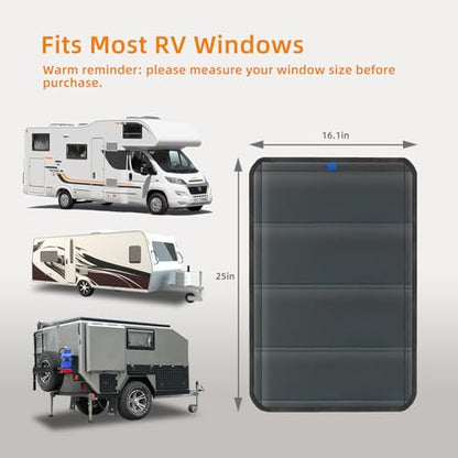 Magnetic RV Door Window Cover 25"x16" - Foldable Magnet Design with UV Protection & Privacy, Waterproof Reflective Fabric for Camper Trailer Door, Essential RV Accessories