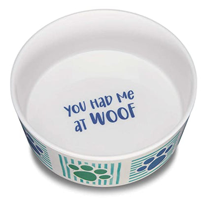 Loving Pets Dolce Moderno Dog Bowl – Modern Melamine Dog Food Bowl & Dog Water Bowl – Durable, Non-Slip Pet Dish for Small & Medium Dogs – Dishwasher Safe Dog Bowl (Large, 47 oz) (Pack of 2) - color: Had Me at Woof, size: Large (Pack of 2)