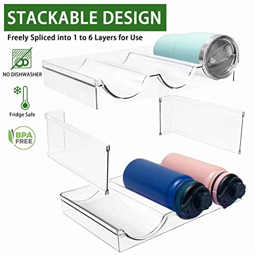 Spaclear 6 Pack Water Bottle Organizer, Stackable Kitchen Home Pantry Organization and Storage Shelf, Plastic Water Bottle Holder for Kitchen Cabinet Storage, Wine Tumbler Travel Mug Cup Organizer - size: 18 Bottles