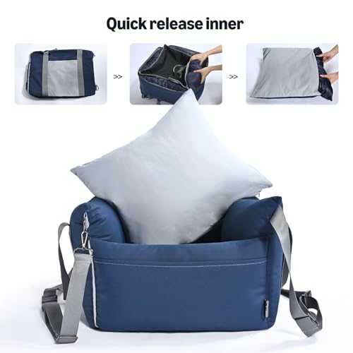 Amazon Basics Dog Car Seat, Pet Booster Car Seat for Small Medium Dogs, Outdoor Carrier Bed for Travel with Leash & Washable Cover - color: Blue
