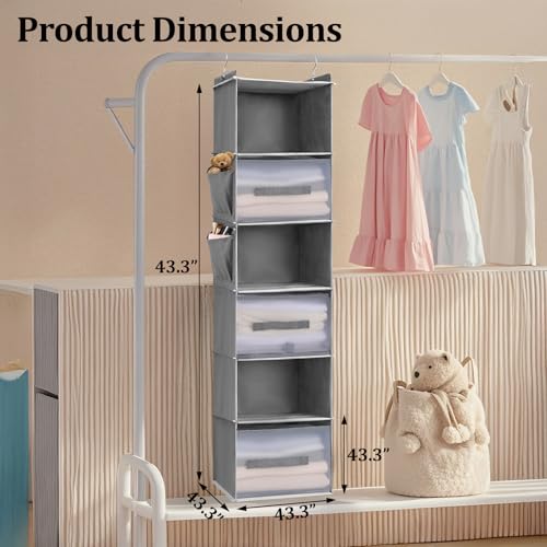 6-Tier Hanging Closet Organizer with 3 Drawers and Side Pockets – Multi-Functional Storage for Shoes, Belts, Purses, and Clothing - color: 6-shelf Black