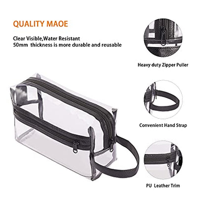 Heavy Duty Clear Travel Toiletry Makeup Bags Transparent Shaving Bag Water Resistant Cosmetic Bag Organizer Pouch with Zipper and Handle