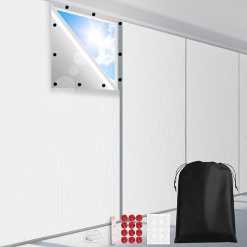 FADOTY Blackout Curtains for Bedroom, Portable 100% Black Out Window Cover Film, Cuttable Blackout Shades Fabric Sheet, No Drill Window Blinds, Sun Heat Light Blocker for Travel Media Dorm, 57'' W - color: White, size: 57"W x 79"H
