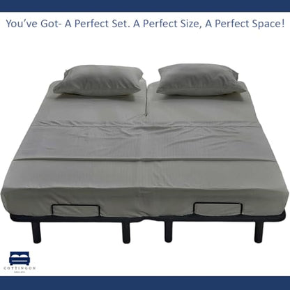 Cottingon 4 Piece Flex Head King Sheet Set, Top 34 Inch Split Sheets for Sleep Number Adjustable Beds, Soft Breathable 100% Egyptian Cotton, Fits Upto 16" Deep Mattress 78"X80"+ 34", Light Grey - color: Light Grey Solid, size: Top Split King :78"x80"+34"s