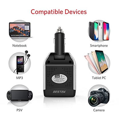 BESTEK 75W Power Inverter DC 12V to 110V AC Car Inverter Power Converter - color: black