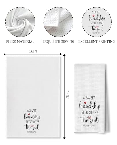 Advivio A Sweet Friendship Refreshes The Soul Kitchen Dish Towels Flour Sack Tea Towel, Kitchen Christian Gifts for Women Faith, Hostess Gifts for Women - color: A Sweet Friendship