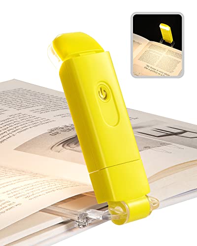 DEWENWILS Rechargeable Book Light for Reading in Bed, Warm White, Brightness Adjustable for Eye Care, LED Clip on Book Lights for Kids, Portable Bookmark Light, Yellow - color: Yellow