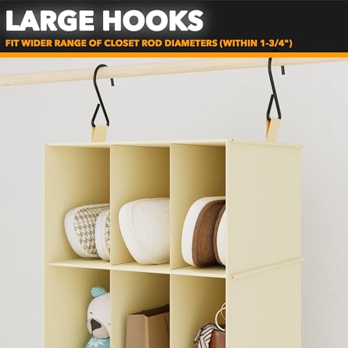 SpaceAid 2 Pack Hanging Closet Organizer and Storage with Dividers, 24 Compartments Hanging Shoe Shelves for Closet, Wardrobe, RV, Garment Rack - Beige - color: Beige