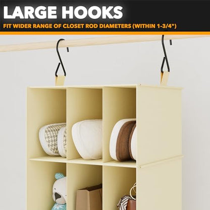 SpaceAid 2 Pack Hanging Closet Organizer and Storage with Dividers, 24 Compartments Hanging Shoe Shelves for Closet, Wardrobe, RV, Garment Rack - Beige - color: Beige