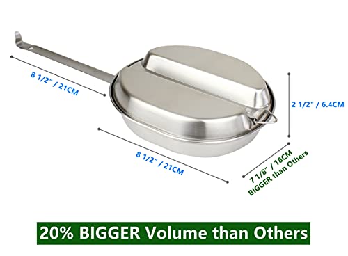 MASTIFF GEARS USGI Military-Grade Mess Kit - 20% Larger 304 Stainless Steel | FDA Compliant w/Utensils & Pouch for Camping, Backpacking, Emergency Prep