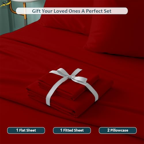 Full XL Sheet Set - Luxury 1800 Ultra-Soft Microfiber Full Extra Long Bed Sheets - Double Brushed - Deep Pockets - Easy Fit - 4 Piece Set - Bedding Sheets & Pillowcases (Full XL, Burgundy) - color: Burgundy, size: Full XL