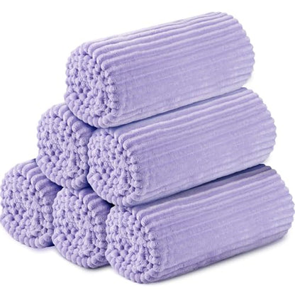 Buryeah 6 Pcs Flannel Throw Blanket Bulk 50 x 60 in Sleepover Blanket Outdoor Wedding Throw Lightweight, Oeko-tex Standard 100 Certified for Sofa Homeless Gifts (Light Purple) - color: Light Purple