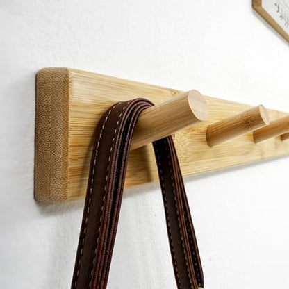 WEBI Coat Rack Wall Mounted,10 Hooks,38" Long Coat Hanger Wall Mount,Peg Rail Hat Hooks for Hanging Caps,Jacket,Clothes,Coats,Natural - color: Natural, size: 38 inch