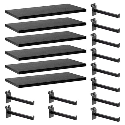 Wood Slatwall Shelves, Slat Wall Shelf Slatwall Acccessory for Garage, Home Improvement, Retail Display (6, 16''x8'') - size: 16''x8''