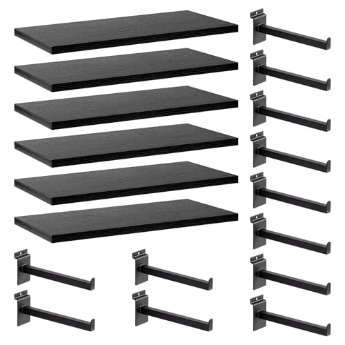 Wood Slatwall Shelves, Slat Wall Shelf Slatwall Acccessory for Garage, Home Improvement, Retail Display (6, 16''x8'') - size: 16''x8''